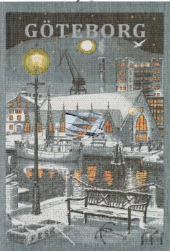 Kökshandduk<Ekelund Göteborg natt kökshandduk 35X50 - s Linneväveri