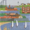 Kökshandduk<Ekelund Halland landskap kökshandduk 35X50 - s Linneväveri