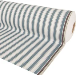 Randiga Möbeltyger|Rutor & Ränder<Nordisk Textil Harlow duvblå-vit randigt tyg