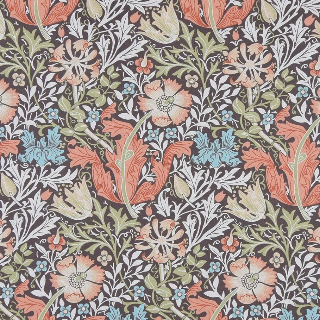 Arts & Crafts Tyger|Gardintyger Mönstrade<Nordisk Textil Harmony grön-brun tyg