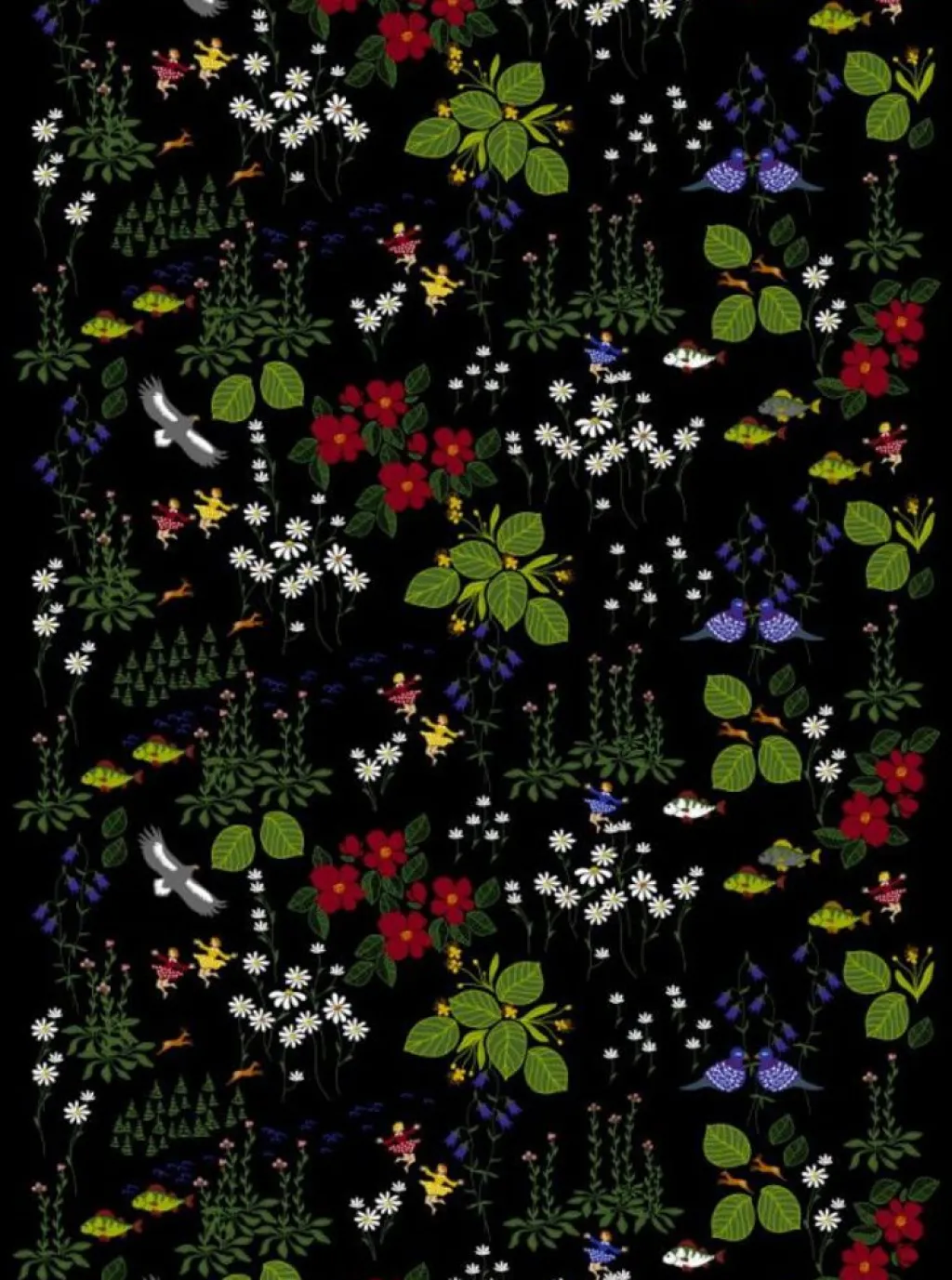 Gardintyger Mönstrade|Arvidssons Textil<Arvidssons textil Himlajorden svart tyg