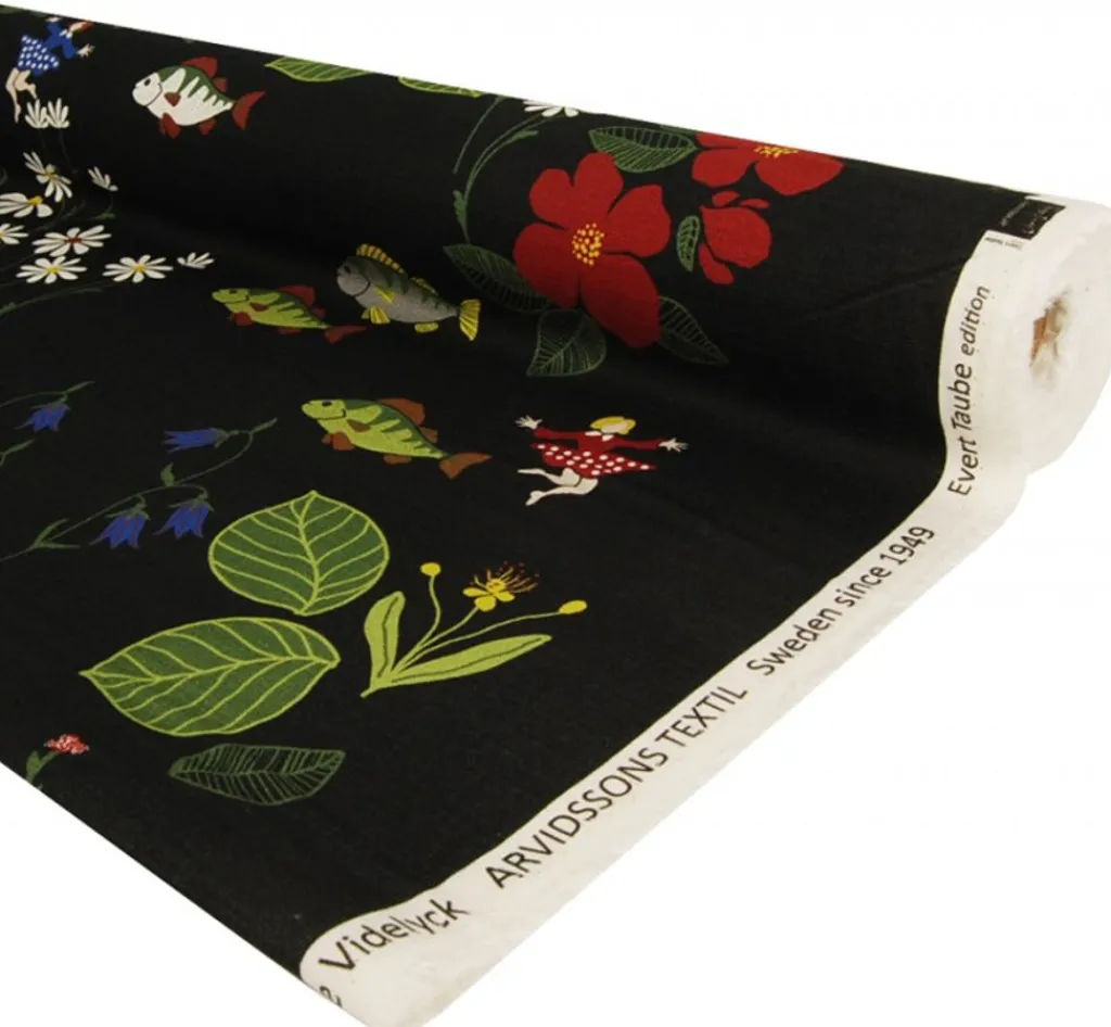 Gardintyger Mönstrade|Arvidssons Textil<Arvidssons textil Himlajorden svart tyg