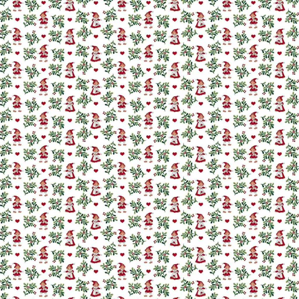 Gardintyger Mönstrade|Arvidssons Textil<Arvidssons textil Hjärtans jul vit