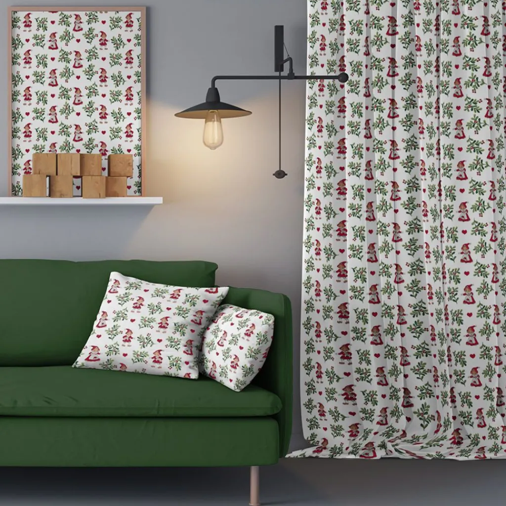 Gardintyger Mönstrade|Arvidssons Textil<Arvidssons textil Hjärtans jul vit