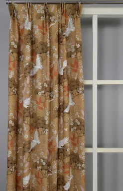 Gardiner Mönstrade<Nordisk Textil Hokkaido gardin – Japanskt mönster i varm bronsfärg