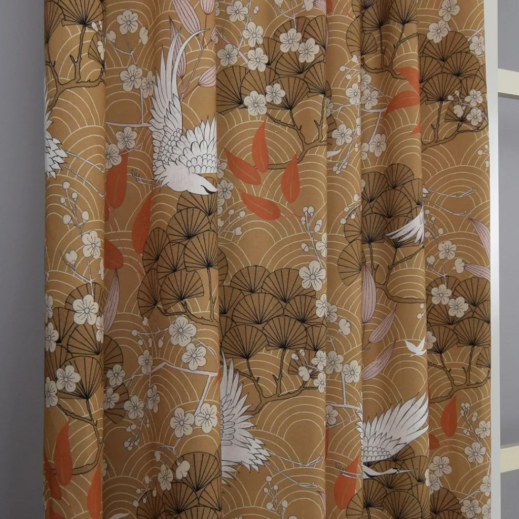 Gardiner Mönstrade<Nordisk Textil Hokkaido gardin – Japanskt mönster i varm bronsfärg