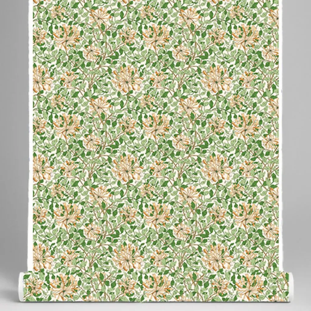 Arts & Crafts Tyger|Gardintyger Mönstrade<Nordisk Textil Honeysuckle aprikos gardintyg