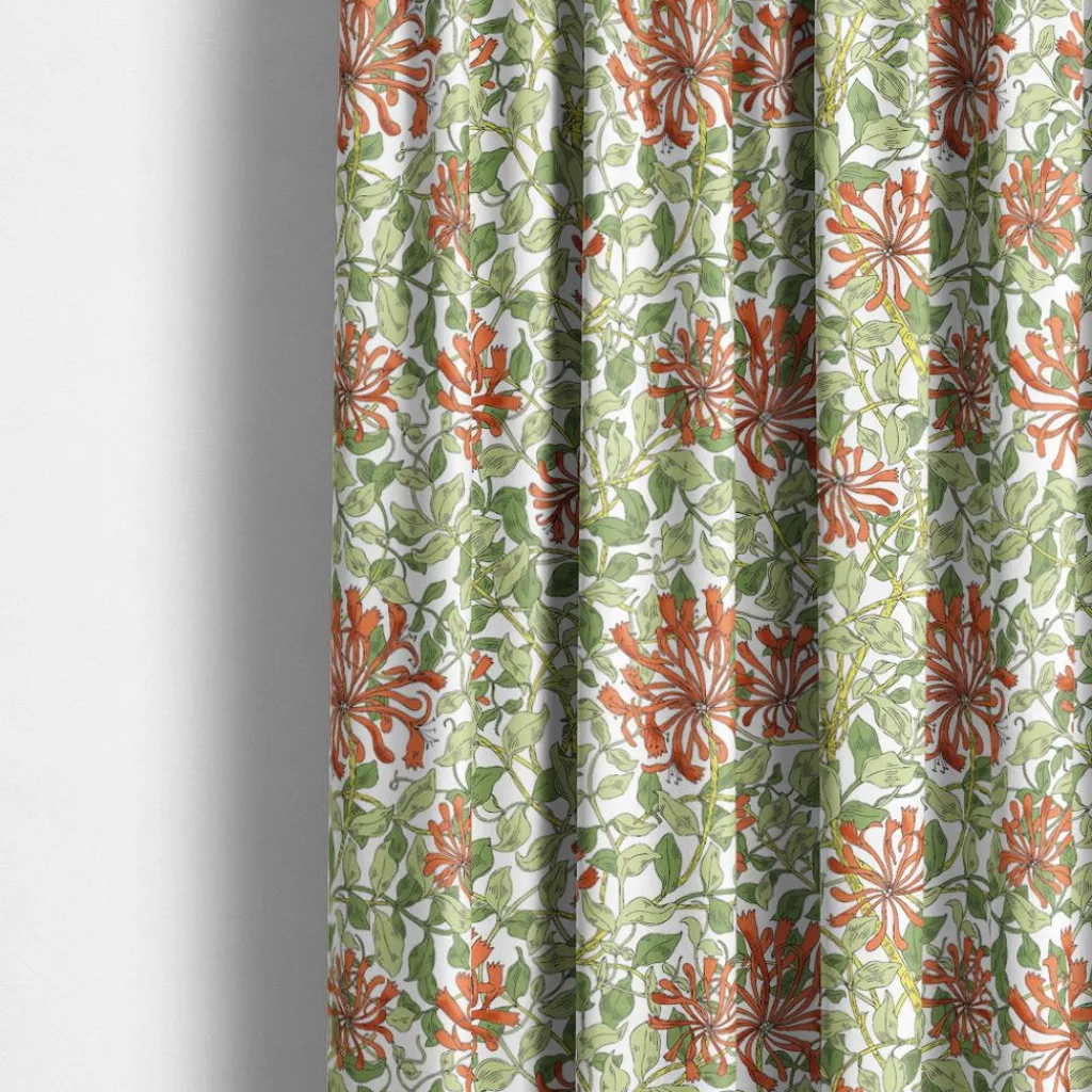Arts & Crafts Tyger|Gardintyger Mönstrade<Nordisk Textil Honeysuckle terrakotta gardintyg