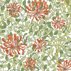 Arts & Crafts Tyger|Gardintyger Mönstrade<Nordisk Textil Honeysuckle terrakotta gardintyg
