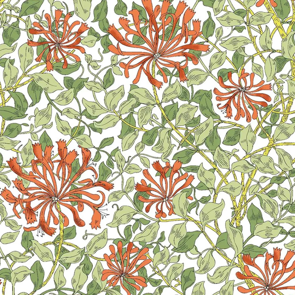 Arts & Crafts Tyger|Gardintyger Mönstrade<Nordisk Textil Honeysuckle terrakotta gardintyg