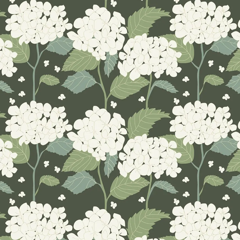 Gardintyger Mönstrade|Arvidssons Textil<Arvidssons textil Hortensia grön tyg