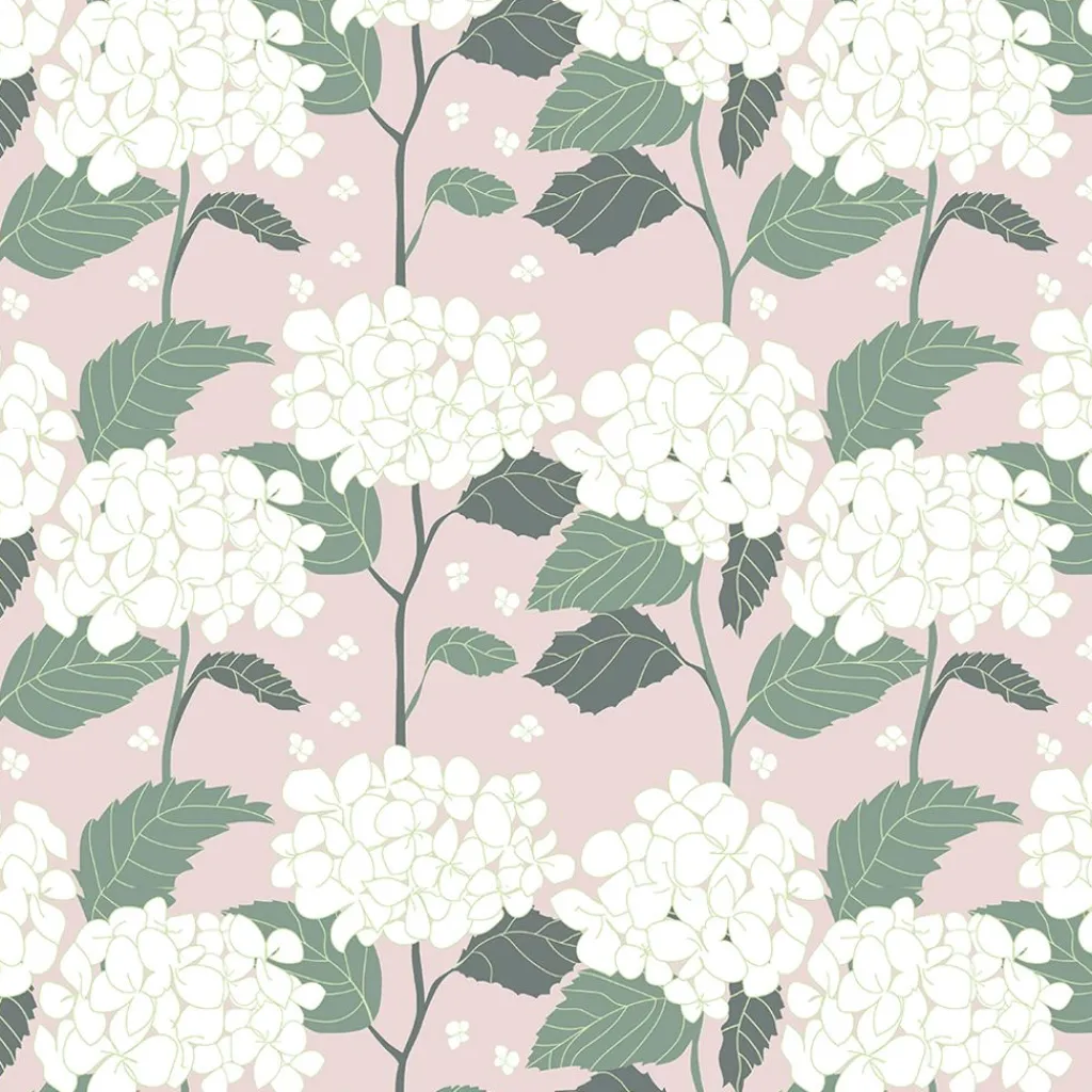Gardintyger Mönstrade|Arvidssons Textil<Arvidssons textil Hortensia rosa tyg