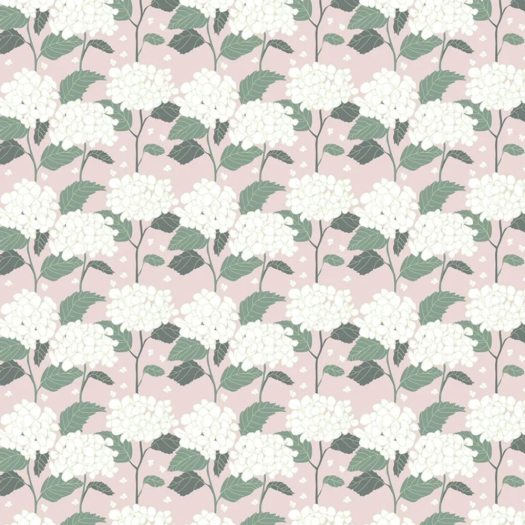 Gardintyger Mönstrade|Arvidssons Textil<Arvidssons textil Hortensia rosa tyg