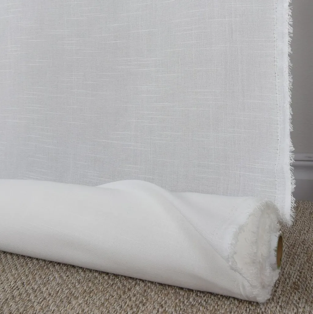 Gardintyger Enfärgade<Nordisk Textil Hotellgardin Tilda vit tyg metervara med tyngdband 280cm