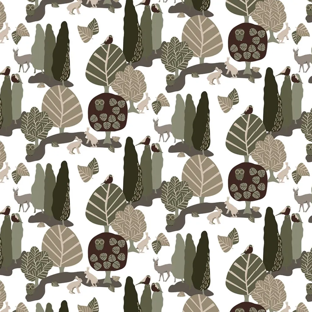 Gardintyger Mönstrade|Arvidssons Textil<Arvidssons textil I Skogskanten grön tyg