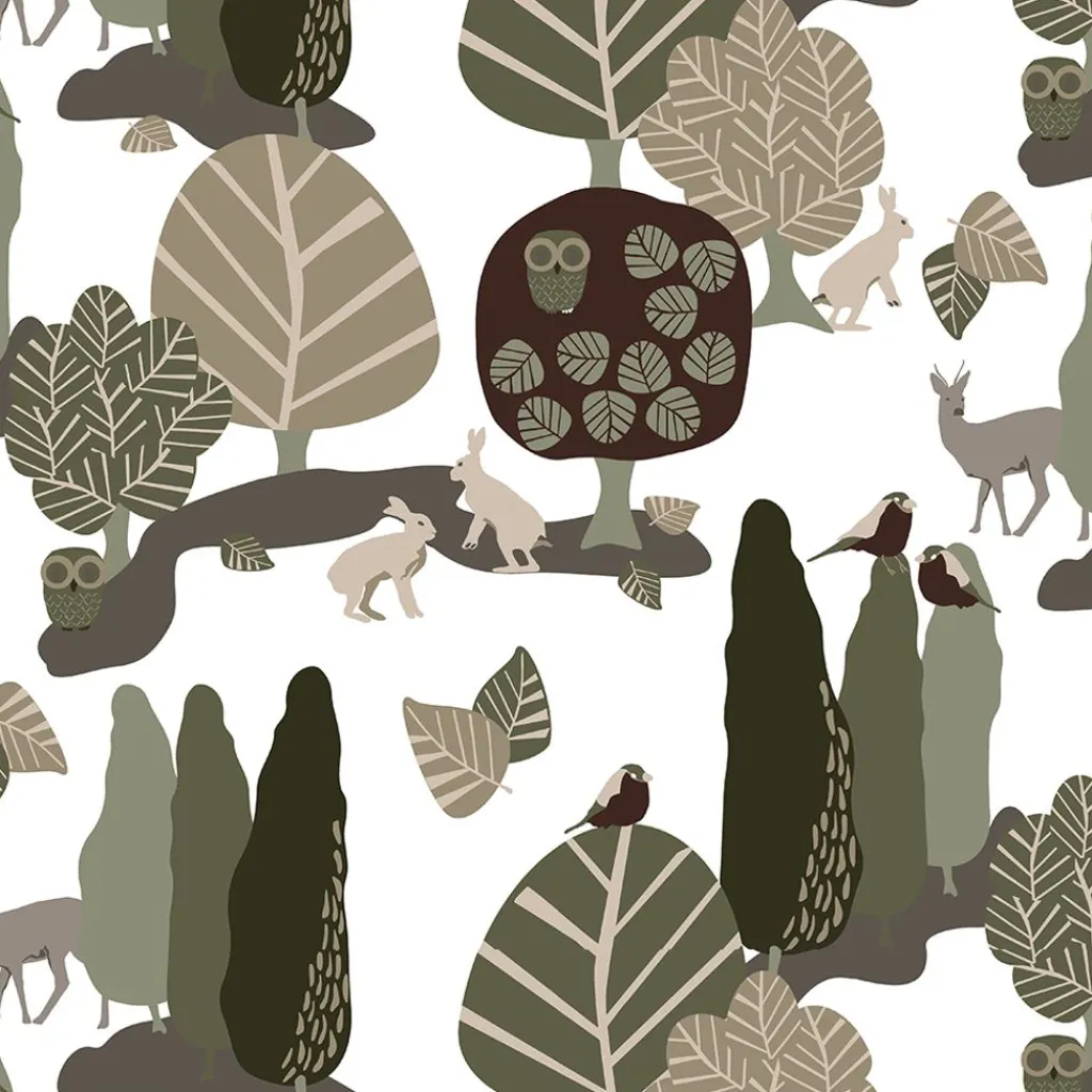 Gardintyger Mönstrade|Arvidssons Textil<Arvidssons textil I Skogskanten grön tyg