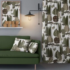 Gardintyger Mönstrade|Arvidssons Textil<Arvidssons textil I Skogskanten grön tyg
