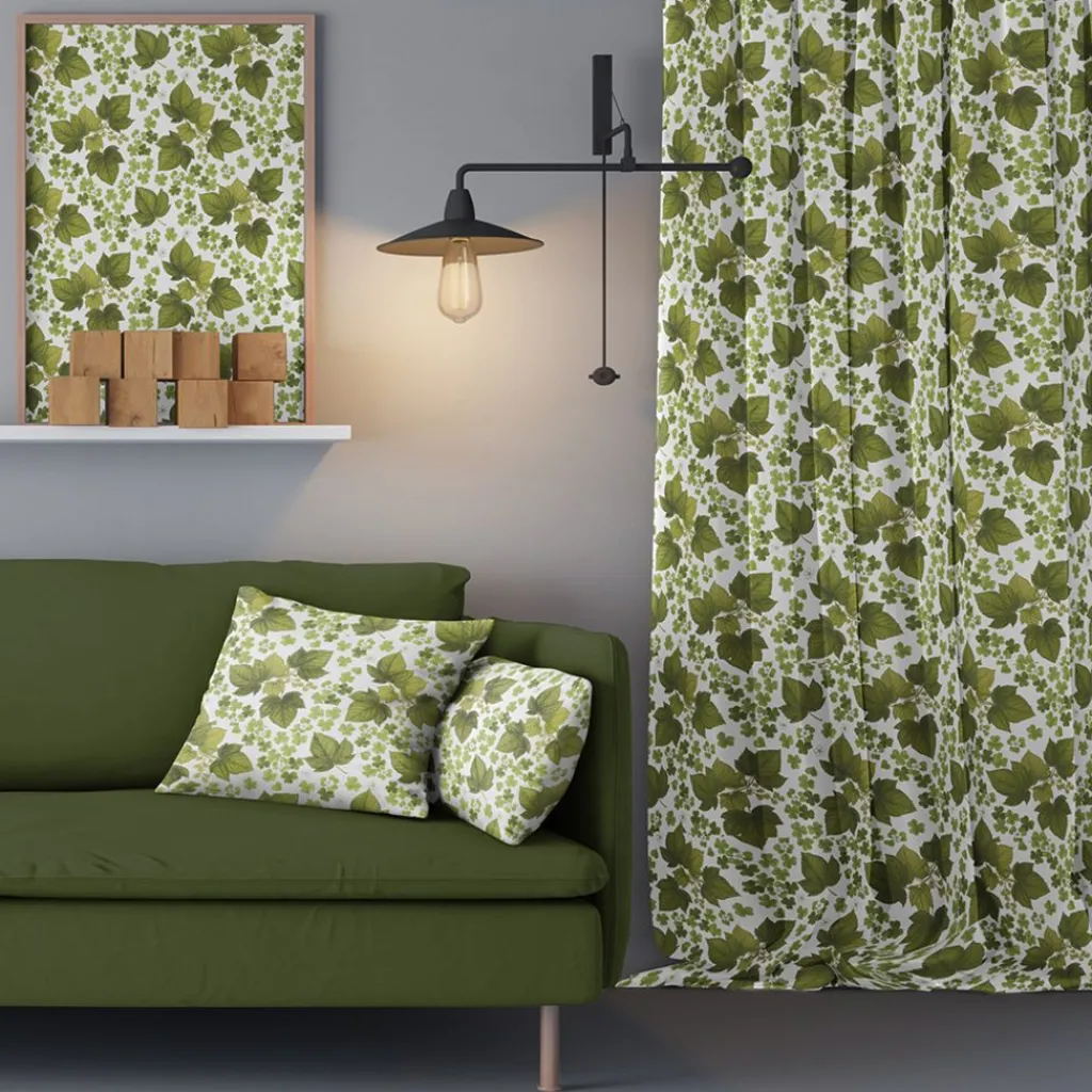 Gardintyger Mönstrade|Arvidssons Textil<Arvidssons textil Johannes grön tyg