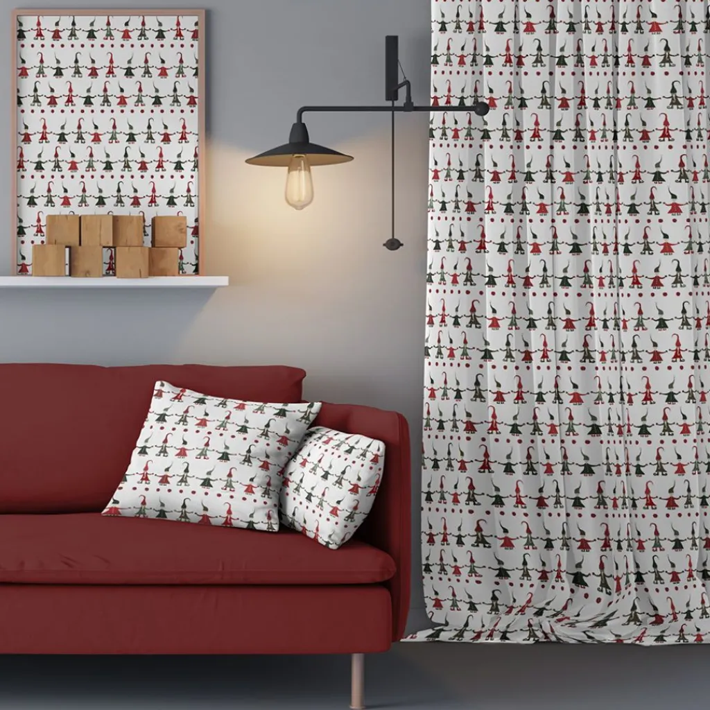 Gardintyger Mönstrade|Arvidssons Textil<Arvidssons textil Juldans vit tyg