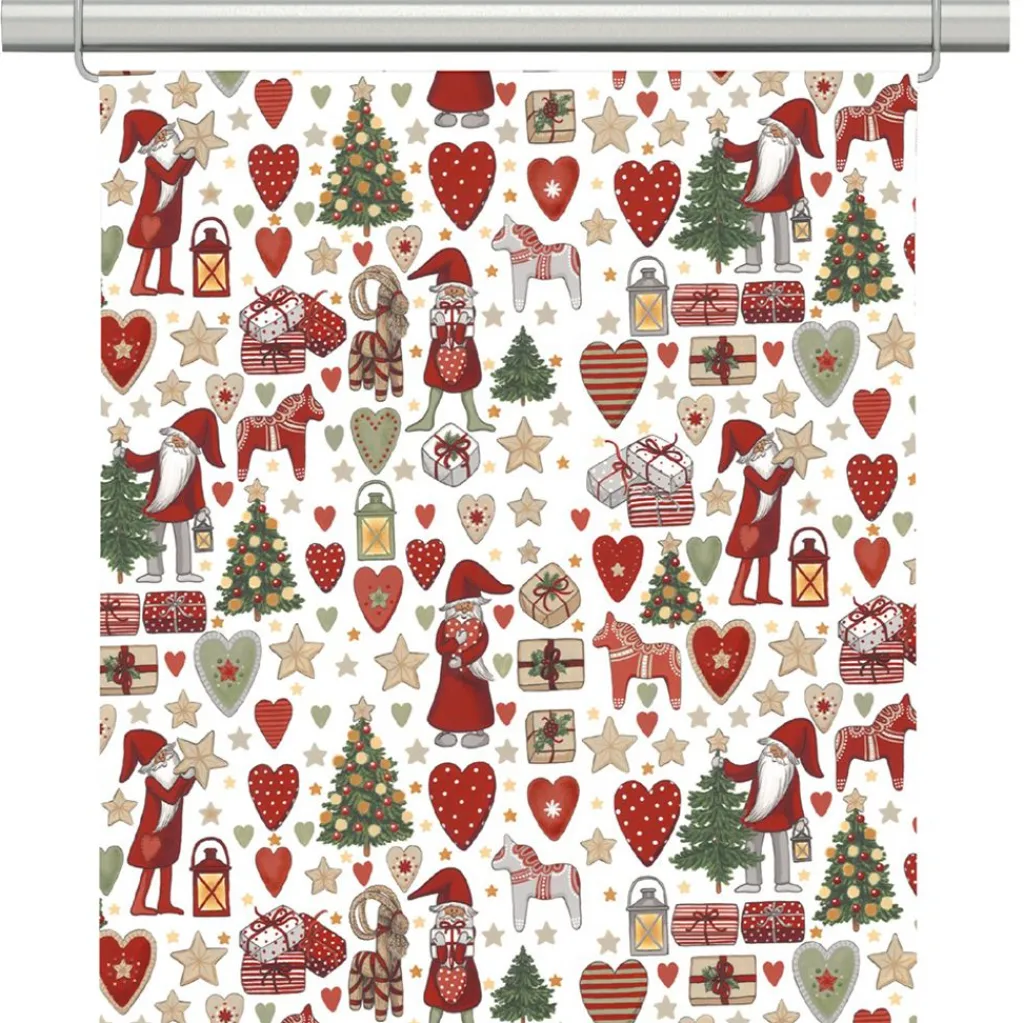 Julgardiner|Panelgardiner<Arvidssons textil Julstök vit panelgardiner