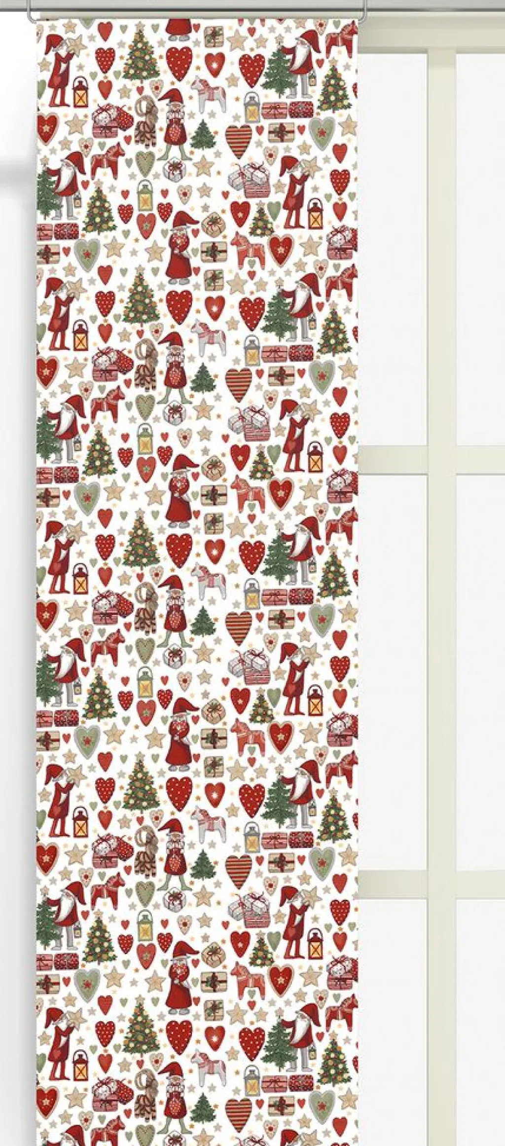 Julgardiner|Panelgardiner<Arvidssons textil Julstök vit panelgardiner