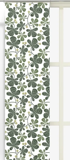 Panelgardiner<Arvidssons textil Kastanjer grön panelgardiner med naturinspirerat bladmönster