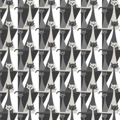 Gardintyger Mönstrade|Arvidssons Textil<Arvidssons textil Kitty grå tyg med retro katter