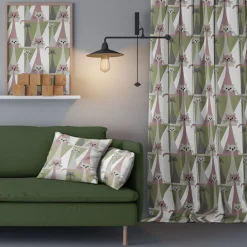 Gardiner Mönstrade<Arvidssons textil Kitty rosa gardiner med retro katter