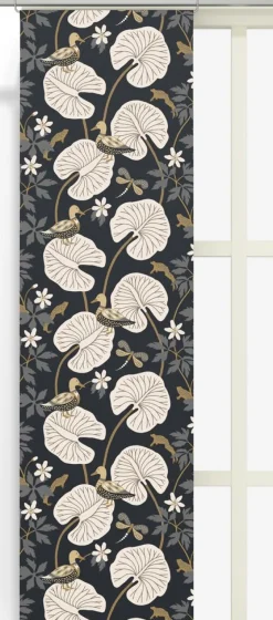 Panelgardiner<Arvidssons textil Kärrleken mörkblå panelgardiner med naturskönt motiv