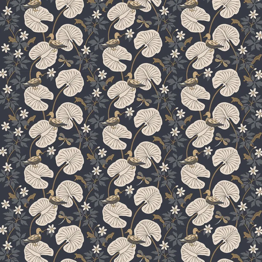 Gardintyger Mönstrade|Arvidssons Textil<Arvidssons textil Kärrleken mörkblå tyg