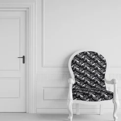 Mönstrade Möbeltyger<Arvidssons textil Kurbits mini svart-grå jacquardtyg med dalahästar