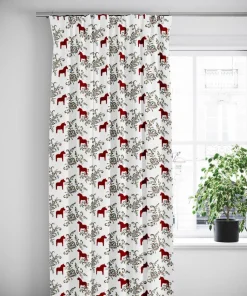 Gardiner Mönstrade|Julgardiner<Arvidssons textil Kurbits röd-grön gardiner med dalahästar
