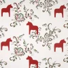 Gardintyger Mönstrade|Arvidssons Textil<Arvidssons textil Kurbits röd-grön tyg med dalahästar