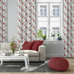 Gardintyger Mönstrade|Arvidssons Textil<Arvidssons textil Kurbits röd-grön tyg med dalahästar