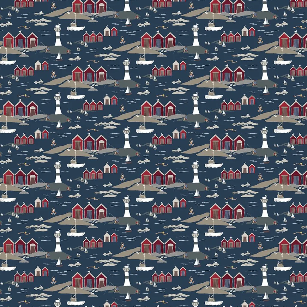 Gardintyger Mönstrade|Arvidssons Textil<Arvidssons textil Kust blå tyg