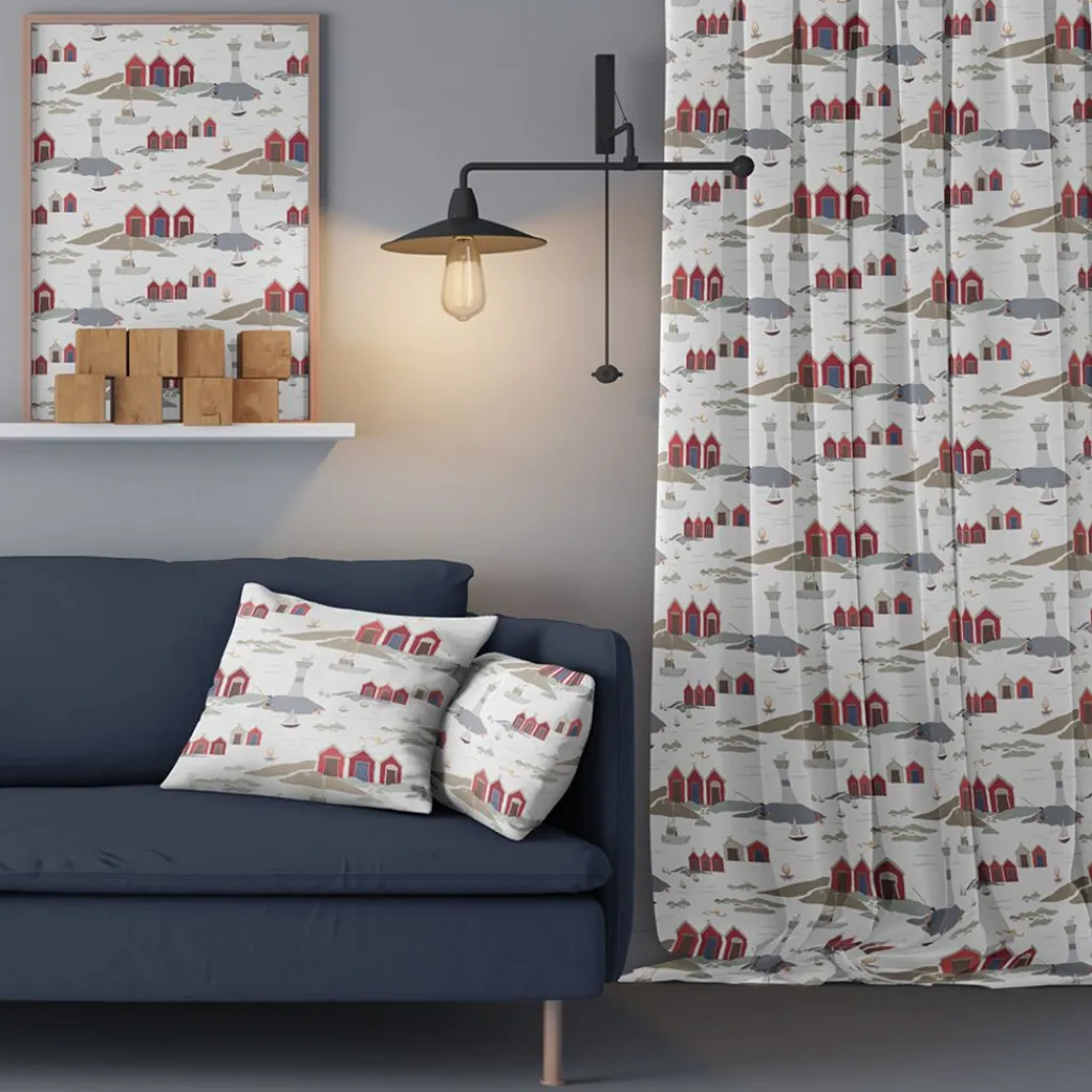 Gardiner Mönstrade<Arvidssons textil Kust offwhite gardiner