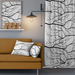 Gardintyger Mönstrade|Arvidssons Textil<Arvidssons textil Kvisten svart tyg
