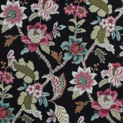 Blommiga Möbeltyger|Mönstrade Möbeltyger<Arvidssons textil Kyma svart möbeltyg