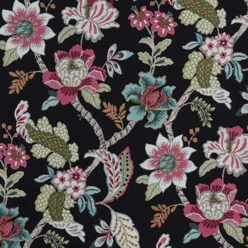 Blommiga Möbeltyger|Mönstrade Möbeltyger<Arvidssons textil Kyma svart möbeltyg