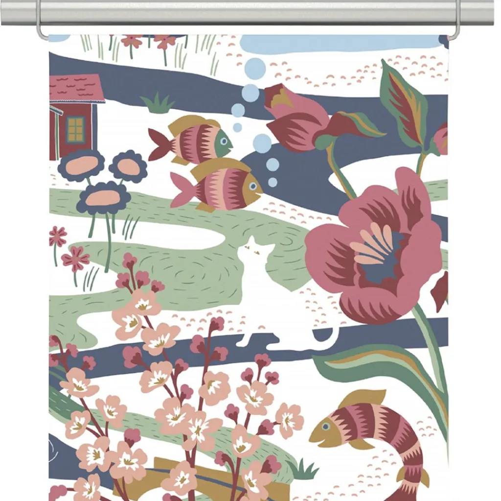 Panelgardiner<Arvidssons textil Landet bubblar blå-rosa panelgardiner