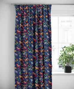 Gardiner Mönstrade<Arvidssons textil Leksand blå gardiner med traditionellt dalahästtryck