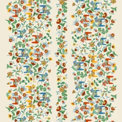 Gardintyger Mönstrade|Arvidssons Textil<Arvidssons textil Leksand bård natur tyg med traditionellt dalahästtryck