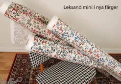 Gardintyger Mönstrade|Arvidssons Textil<Arvidssons textil Leksand mini dalablå tyg med traditionellt dalahästtryck