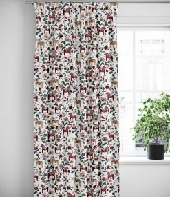 Gardiner Mönstrade<Arvidssons textil Leksand vinröd-petrol gardiner med traditionellt dalahästtryck