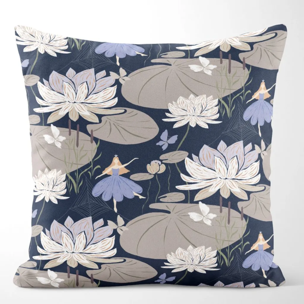 Mönstrade Kuddfodral<Arvidssons textil Lily blå-beige kuddfodral