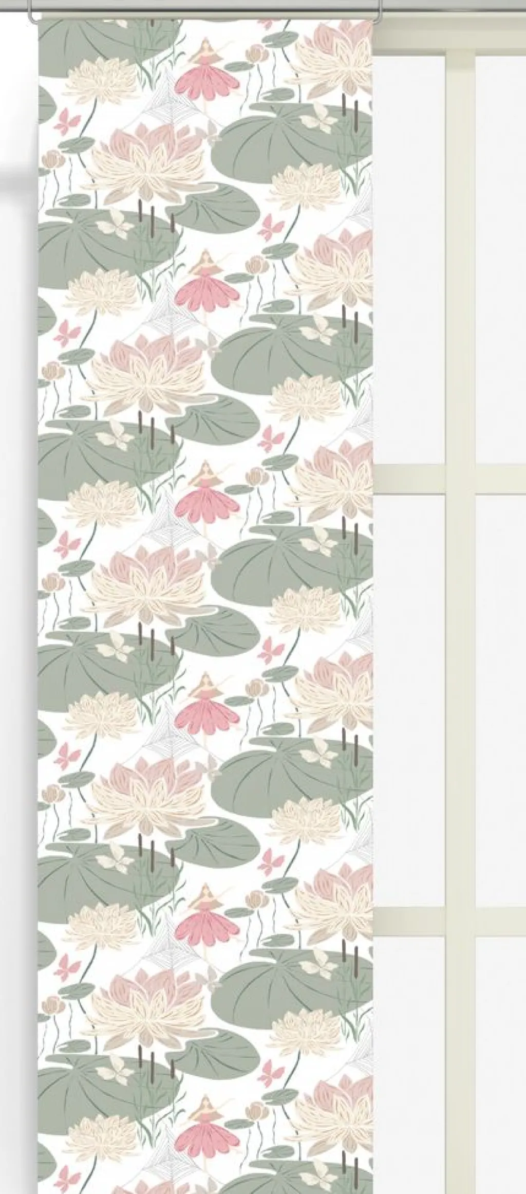 Panelgardiner<Arvidssons textil Lily rosa-grön panelgardiner
