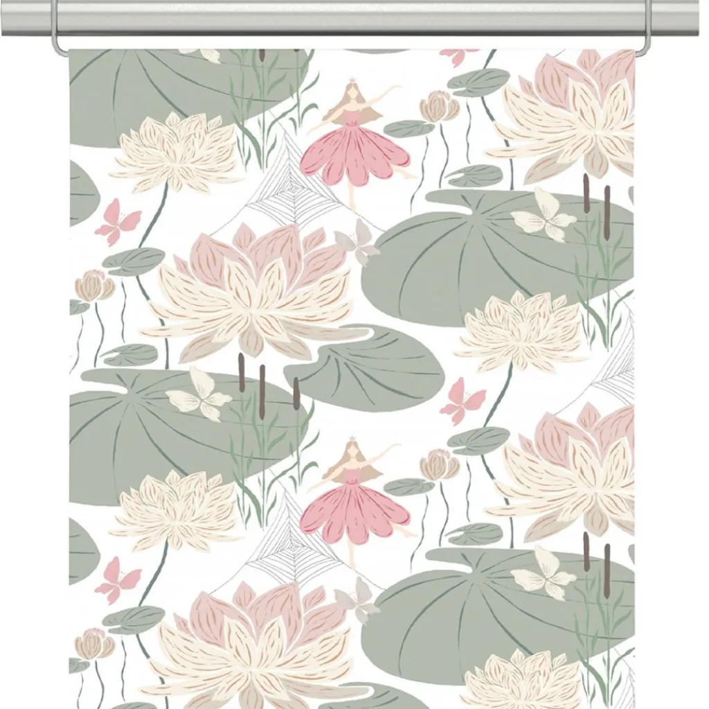 Panelgardiner<Arvidssons textil Lily rosa-grön panelgardiner