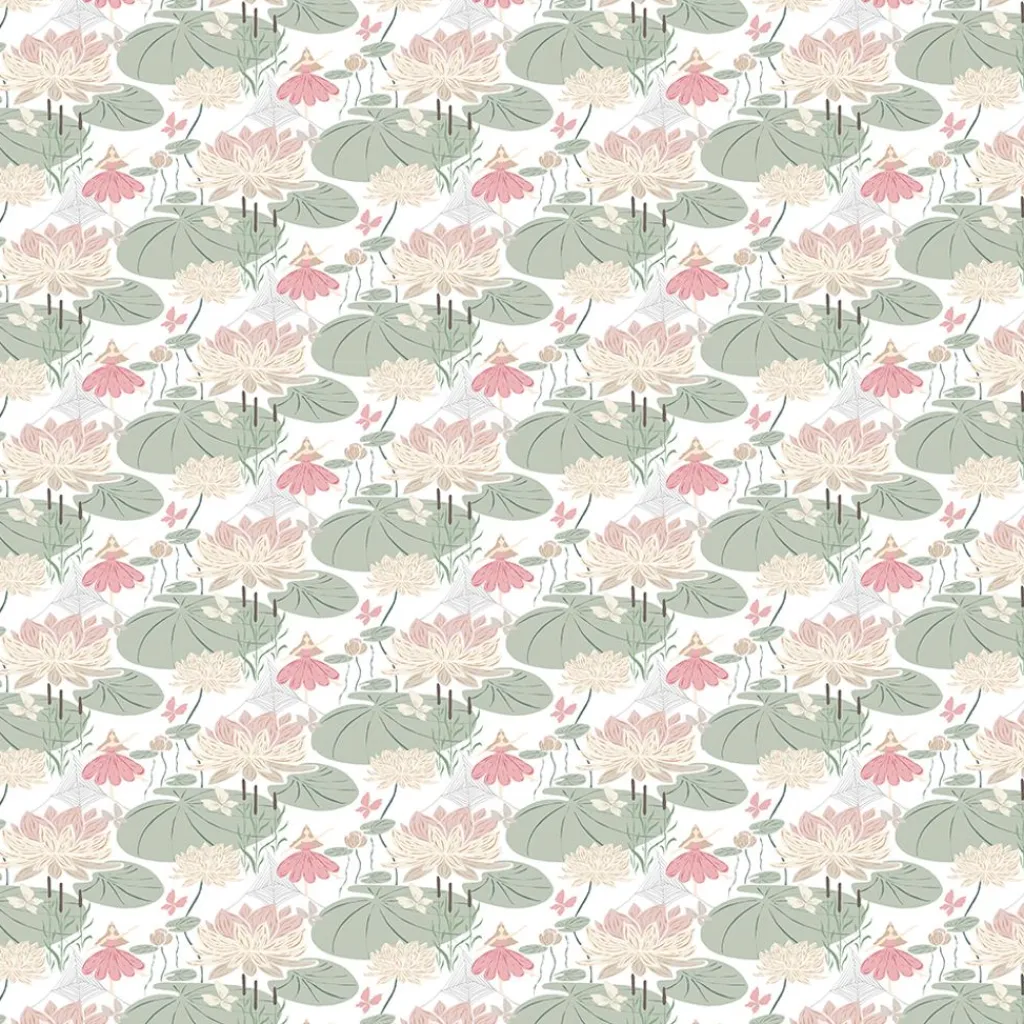 Gardintyger Mönstrade|Arvidssons Textil<Arvidssons textil Lily rosa-grön tyg