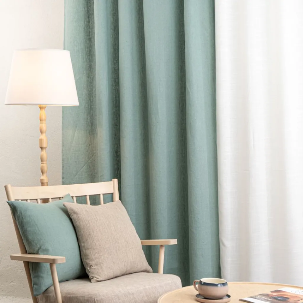 Linnegardiner|Linnetyger<Nordisk Textil Linnegardiner Verone Aqua