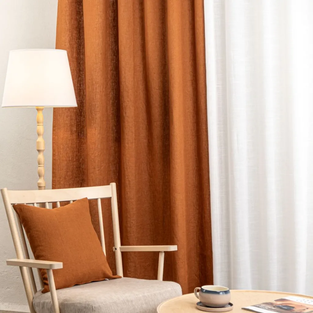 Linnetyger|Linnegardiner<Nordisk Textil Linnegardiner Verone Rost